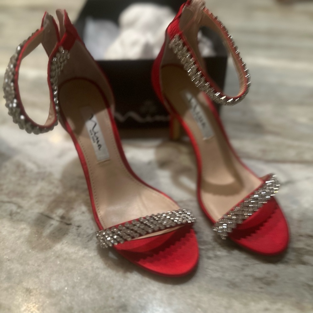Nina Red Heels with Sparkling Accents